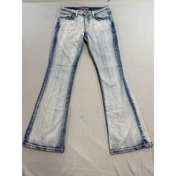 VTG Levi's 518 Jeans Womens 7M Juniors Faded Wash Bleached Look Superlow Bootcut - Picture 1 of 14